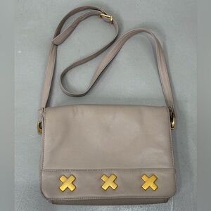 Vintage Tan Crossbody Bag with Gold Accents